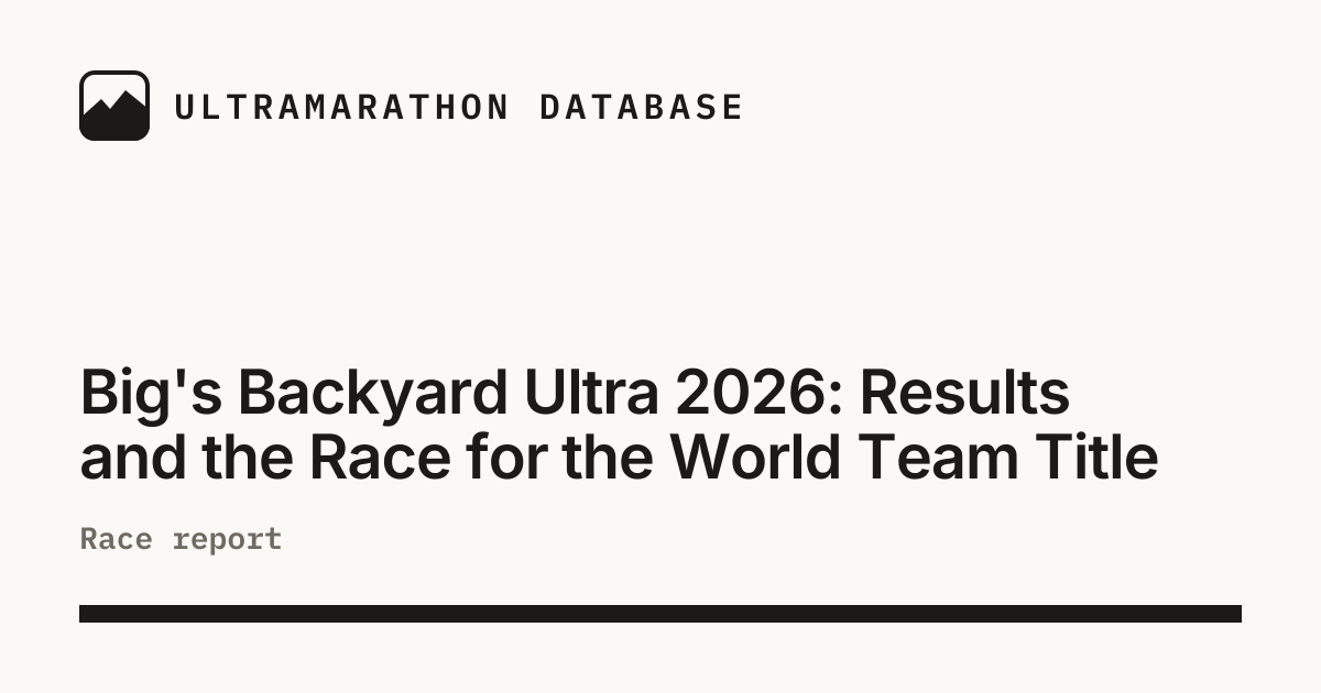 Big's Backyard Ultra 2026: Results and the Race for the World Team ...